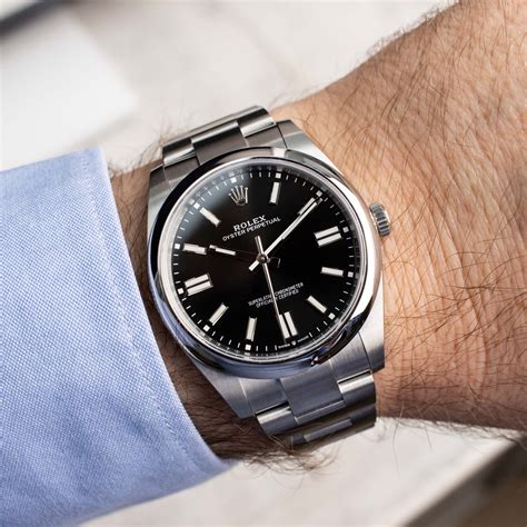 rolex date oyster perpetual black dial leather